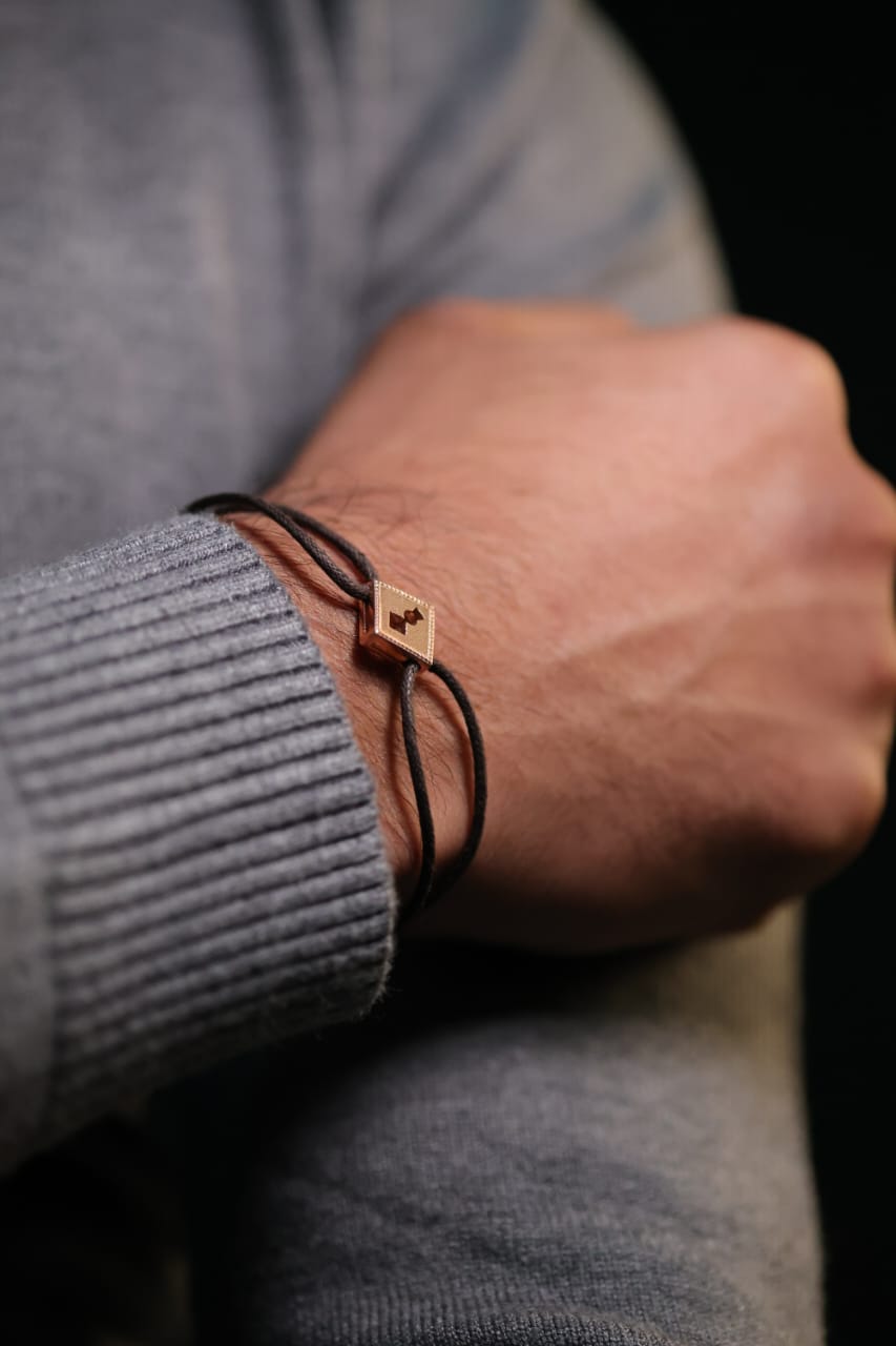 Cord Rose Gold Square lock Bracelet