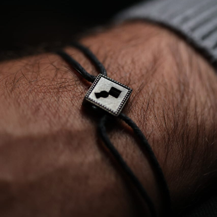 Cord Black Square lock Bracelet