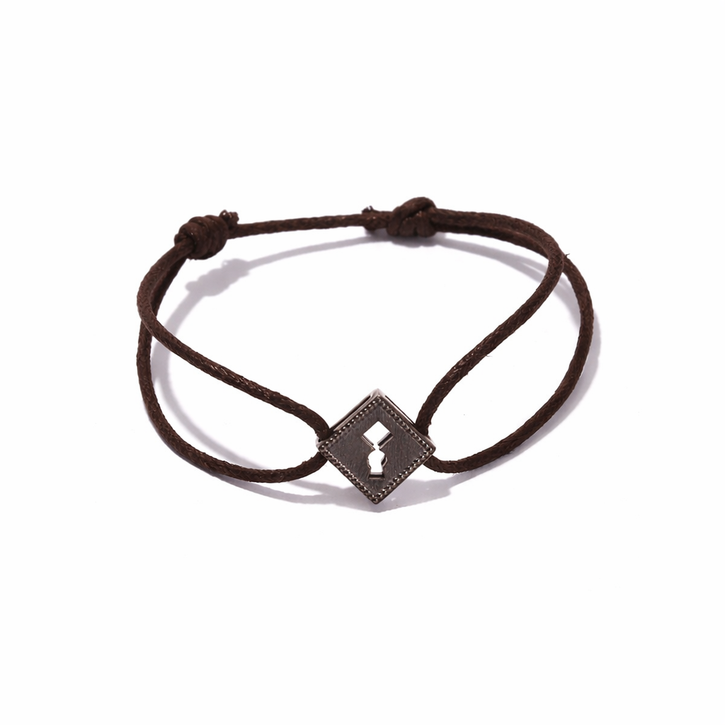 Cord Silver Square lock Bracelet