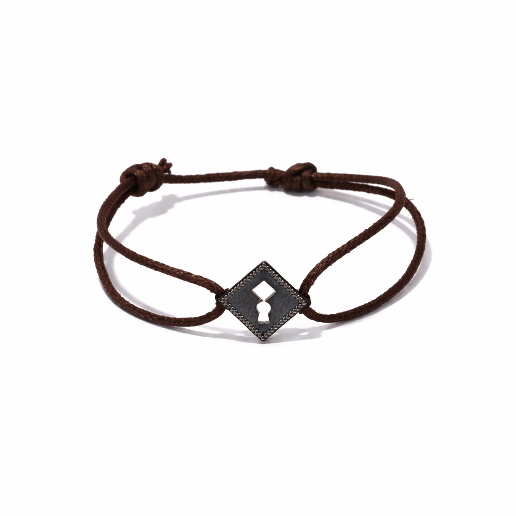 Cord Black Square lock Bracelet