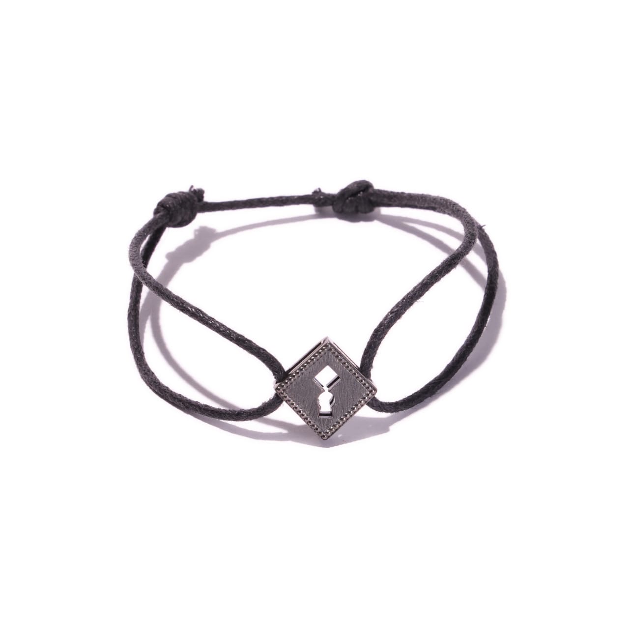 Cord Silver Square lock Bracelet