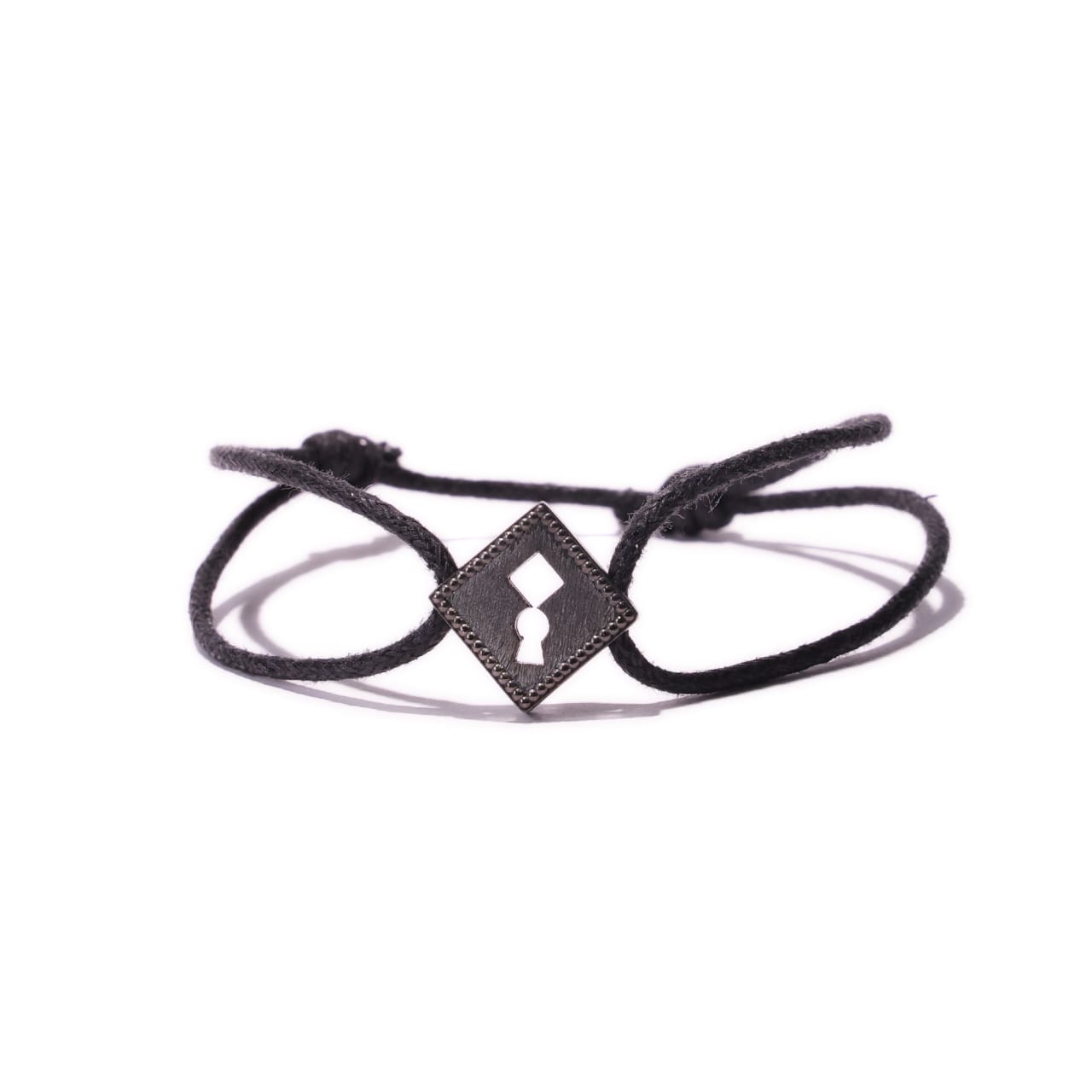 Cord Black Square lock Bracelet